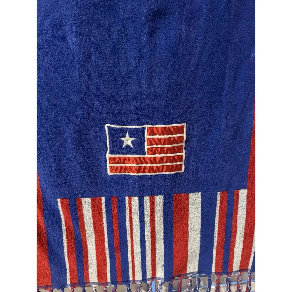 Tropical Escape Liberia Flag Beach Towel 100% Cotton Red White Blue Fringe 53